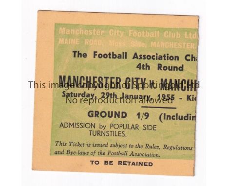 MANCHESTER UNITED       Ticket for the away FA Cup tie v Manchester City 29/1/1955.    Good