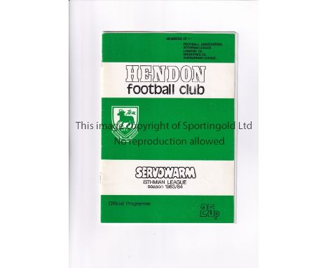 ARSENAL      Programme for the away Friendly v Hendon 16/8/1983.    Good