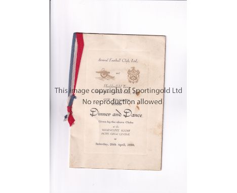 1930 FA CUP FINAL / HUDDERSFIELD TOWN AUTOGRAPHS      Menu with blue, white and red ribbons for the Dinner and Dance at the H