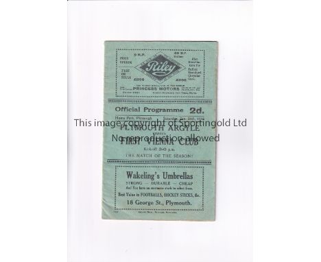 PLYMOUTH ARGYLE v FIRST VIENNA CLUB 1933    Programme for the Friendly at Plymouth 28/1/1933    Generally good