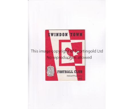 1964 FA YOUTH CUP FINAL / SWINDON TOWN V MANCHESTER UNITED / GEORGE BEST      Programme for first Leg at Swindon 27/4/1964 in