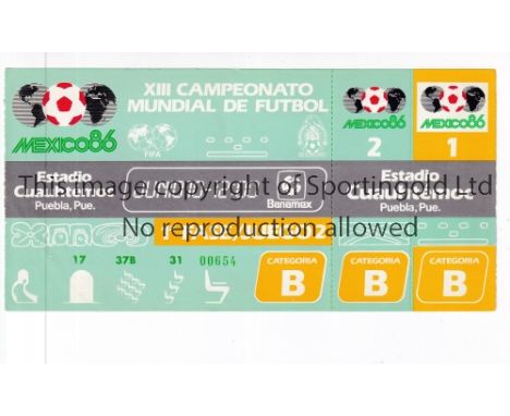 1986 WORLD CUP      Unused ticket for South Korea v Italy 10/6/1986 at the Cuauhtemoc Stadium. Staple holes on the left.   Ge