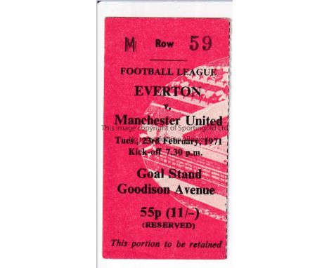 MANCHESTER UNITED TICKET   Ticket for the away match v Everton 23/2/71.   Good