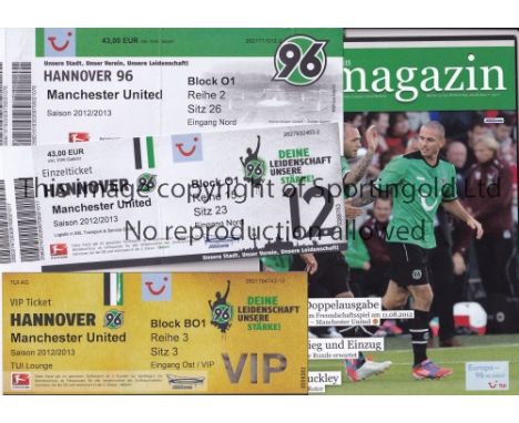 MANCHESTER UNITED       Programme, ticket and ticket for the away Friendly v Hannover 96 11/8/2012.     Good