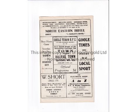 GOOLE TOWN V HALIFAX TOWN 1953 FA CUP     Programme for the tie at Goole Town 19/11/1953.     Good