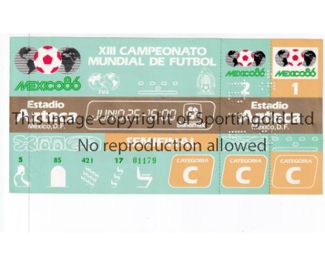 1986 WORLD CUP      Unused ticket for Semi-Final, Argentina v Belgium 25/6/1986 at the Aztec Stadium.   Very good