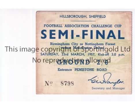 MANCHESTER UNITED TICKET   Ticket for FA Cup semi final between Birmingham and Manchester United at Sheffield Wednesday 23/3/