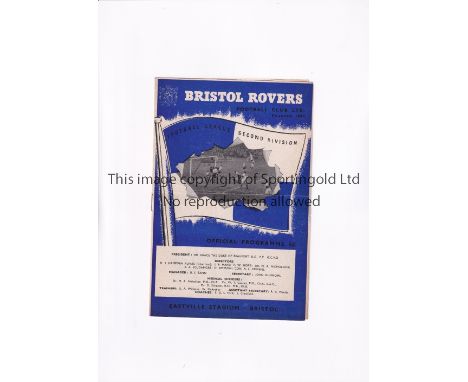 MANCHESTER UNITED      Programme for the away FA Cup tie v Bristol Rovers 7/1/1956, team changes, scores entered and slight h