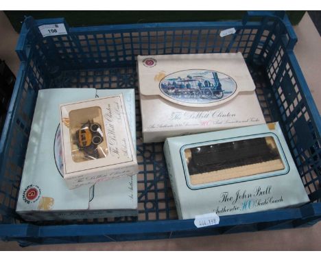 Two Bachmann HO Gauge Outliine American Steam Locomotives and Tenders, together with two coaches, boxed, untested.