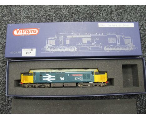 A ViTrains Models "OO" Gauge Class 37 Outline Diesel Locomotive, R/No. 37401, 'Mary Queen of Scots', Weathered, Blue/Yellow E