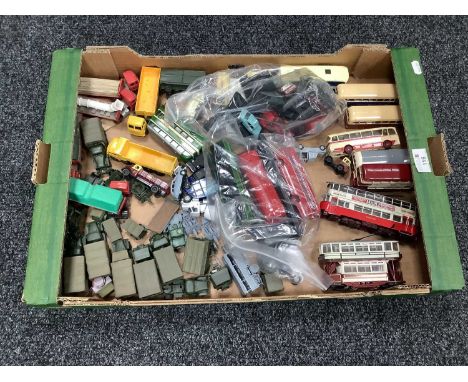 A quantity of predominantly 1:76th scale lineside diecast and plastic model vehicles, all loose.