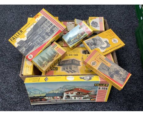 A Quantity of HO Scale Plastic Lineside Building/Accessories Kits, Predominantly by Faller, all unchecked for completeness, b