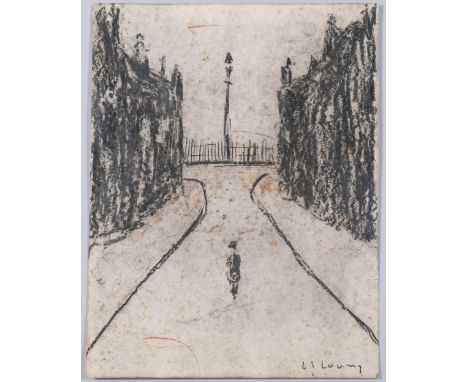 **Description change** Manner of Laurence Stephen Lowry (1887 - 1976), street scene with figure, charcoal/crayon on paper, si