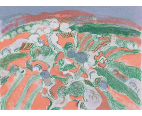 Roger Muhl, Terres Rouge, original lithograph, signed in pencil, no. 239/400, sheet 22cm x 28cm, framedGood condition