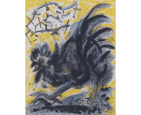 Edouard Pignon, Le Coq, original etching for Galerie De France 1958 Exhibition, signed in pencil, no. 25/250, plate 26cm x 21