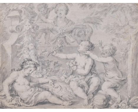 Flemish School, circa 1800, Classical cherubs, watercolour En Grisaille, unsigned, 24cm x 30cm, framedVery slight even paper 
