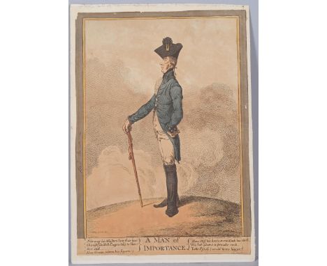 James Gillray (1756 - 1815), A Man Of Importance (1st Marquis of Hastings, etching, 1799, 35cm x 25cm, unframedSlight even pa