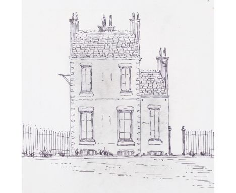 **Description change** Manner of Laurence Stephen Lowry (1887 - 1976), Gotham Cottage, pen and ink sketch on paper, signed an