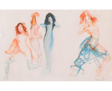 Leonor Fini, figures, original lithograph, signed in pencil, sheet 39cm x 55cm, unframedLight foxing and original vertical ce