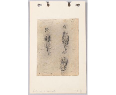 **Description change** Manner of Laurence Stephen Lowry (1887 - 1976), figure sketches, charcoal/crayon on paper, signed with