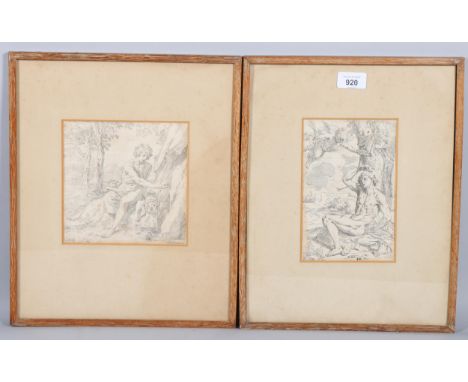 Simone Cantarini (1612 - 1648) (pupil of Guido Reni), pair of etching, Saint Sebastien, and Saint John The Baptist, 19cm x 12
