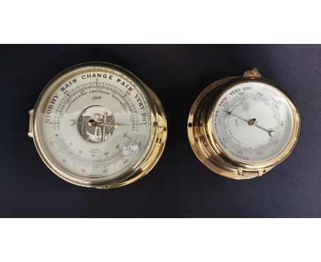 PAAR SCHIFFSBAROMETER im Messinggehäuse, Manufaktur August Schatz, Triberg / Deutschland, bezeichnet in englischer Sprache; z