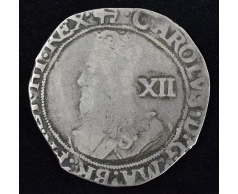 King Charles I, Shilling, Tower, Under the King (1625-42), Group E, fifth "Aberystwyth" bust, type 4.1 variety, Crowned bust 