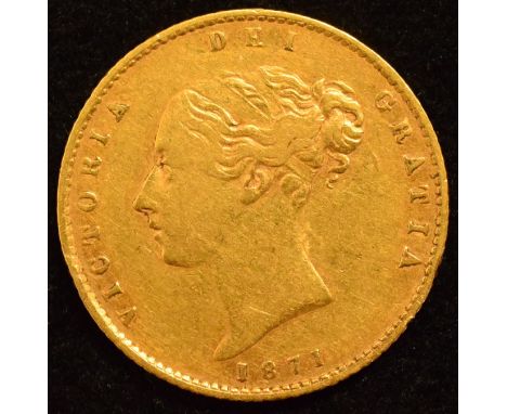 Queen Victoria, Half-Sovereign, 1871, Young bust l. R. die number 52 below shield, edge milled, gold, weight 3.98g, S.3860, F