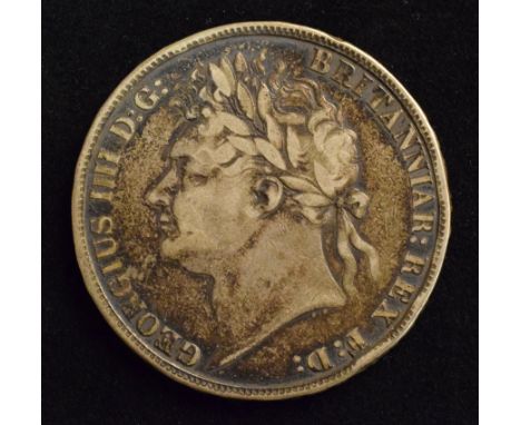 King George IV, Crown, 1821, Laureate head l. R. St. George, date in exergue, edge SECUNDO, silver, weight 27.4g, S.3805, F.