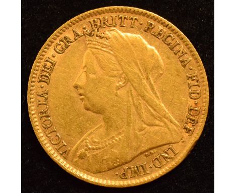 Queen Victoria, Half-Sovereign, 1896, Old veiled bust l. R. St George, London Mint, edge milled, gold, weight 3.98g , S.3878,