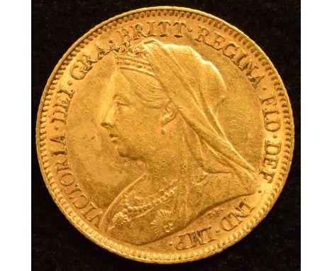 Queen Victoria, Half-Sovereign, 1901, Old veiled bust l. R. St George and dragon, London Mint, edge milled, gold, weight 4g, 