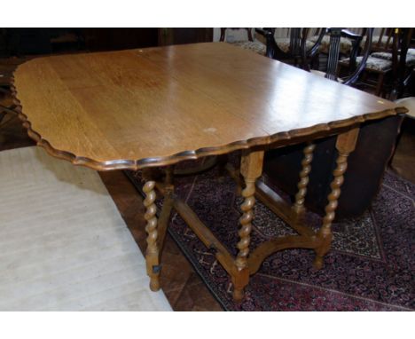 20th century oak gate-leg table. Condition reports are not available for the Interiors Sale.