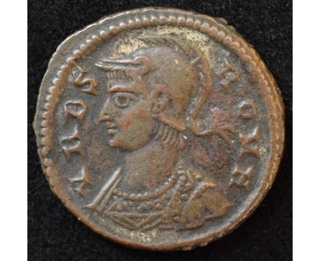 "Urbs Roma", Rome commemorative bronze reduced centenionalis struck under Constantine the Great (330-333AD), Cyzicus mint, he
