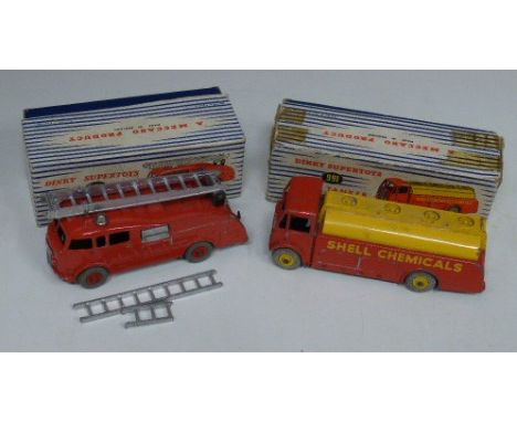 Dinky Supertoys Fire Engine No. 955 and A.E.C. Tanker No. 991 complete with boxes. Condition reports are not available for th