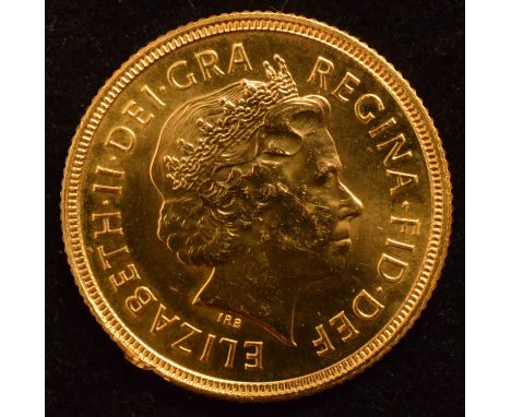 Queen Elizabeth II, Sovereign, 2000, Crowned head r. R. St. George and dragon, gold, weight 8g, uncirculated.