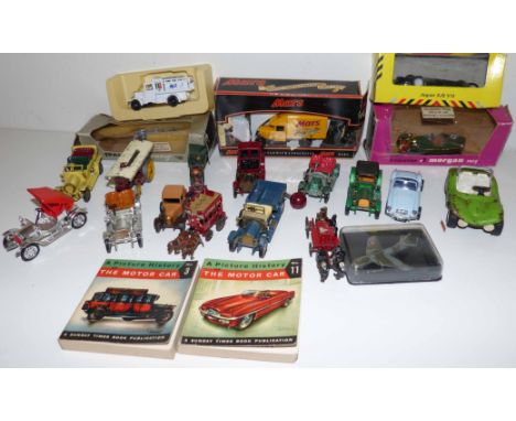 Lesney London Fire Brigade Horses and Cart, traction engine, Liptons tea horse drawn bus, Tonka beach buggy, Mars delivery Va