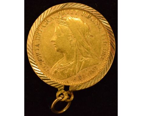 Queen Victoria, Half-Sovereign, 1898, Old veiled bust l. R. St George, London Mint, edge milled, gold, S.3878, F. in hallmark