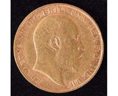 King Edward VII, Half-Sovereign, 1908, Bare head r. R. St. George and dragon, edge milled, gold, weight 4g, S.3974 B, VF.