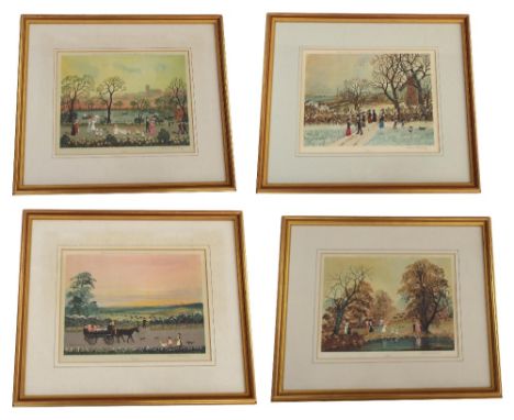 After Helen Bradley (1900 - 1979) - The Four Seasons, Spring, Summer, Autumn and Winter, artist's signed proofs, all inscribe