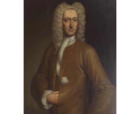 English School (17th/18th century) - portrait of John Pemberton, (b. 1618) three quarter length wearing a gold coloured coat,
