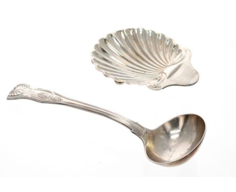Victorian silver thread and shell pattern sauce ladle, maker Chawner &amp; Co, London 1845, 7.25" long, together with a Victo