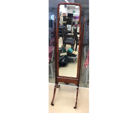 A 19th century mahogany cheval mirror