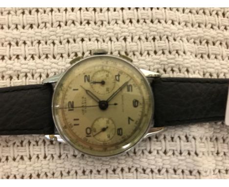 A vintage chronograph watch orator with 17 rubies