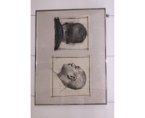 British School (Mid 20th century): A double-mounted montage depicting two charcoal portrait studies of a gentleman