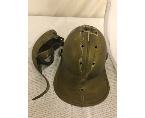 A brass fireman's helmet (A/F)