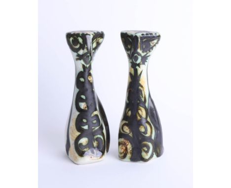 Two Celtic pottery, Newlyn cat figures, height 19cm (2)