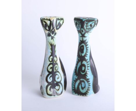 Two Celtic pottery, Newlyn cat figures, height 19cm (2)