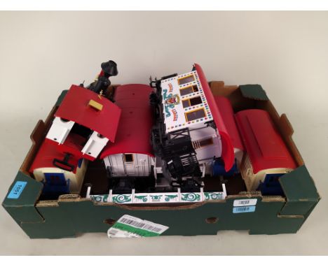 LBG by Lehman circus train set with engine, carriages and various accessories