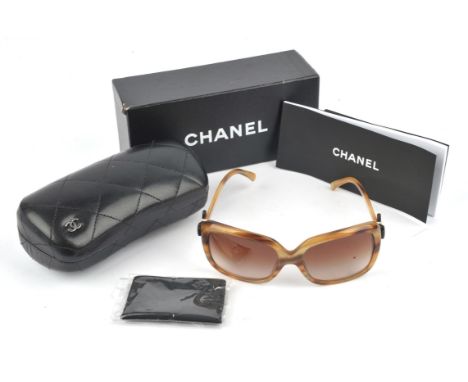 CHANEL boxed unworn ladies wrap style vintage sunglasses (March 2010)  in black velvet-lined leather matelasse case with care