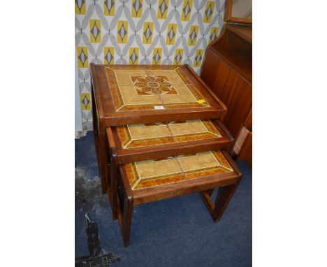 Nest of Three 1970's Tile Topped Tables 